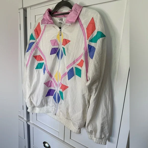Vintage Lavon Windbreaker Jacket M Colorblock Patchwork Quilt Inspired 80s 90s - Picture 6 of 9